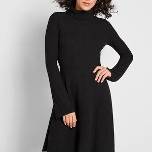 ModCloth Black, long, bell sleeved Sweater Dress
